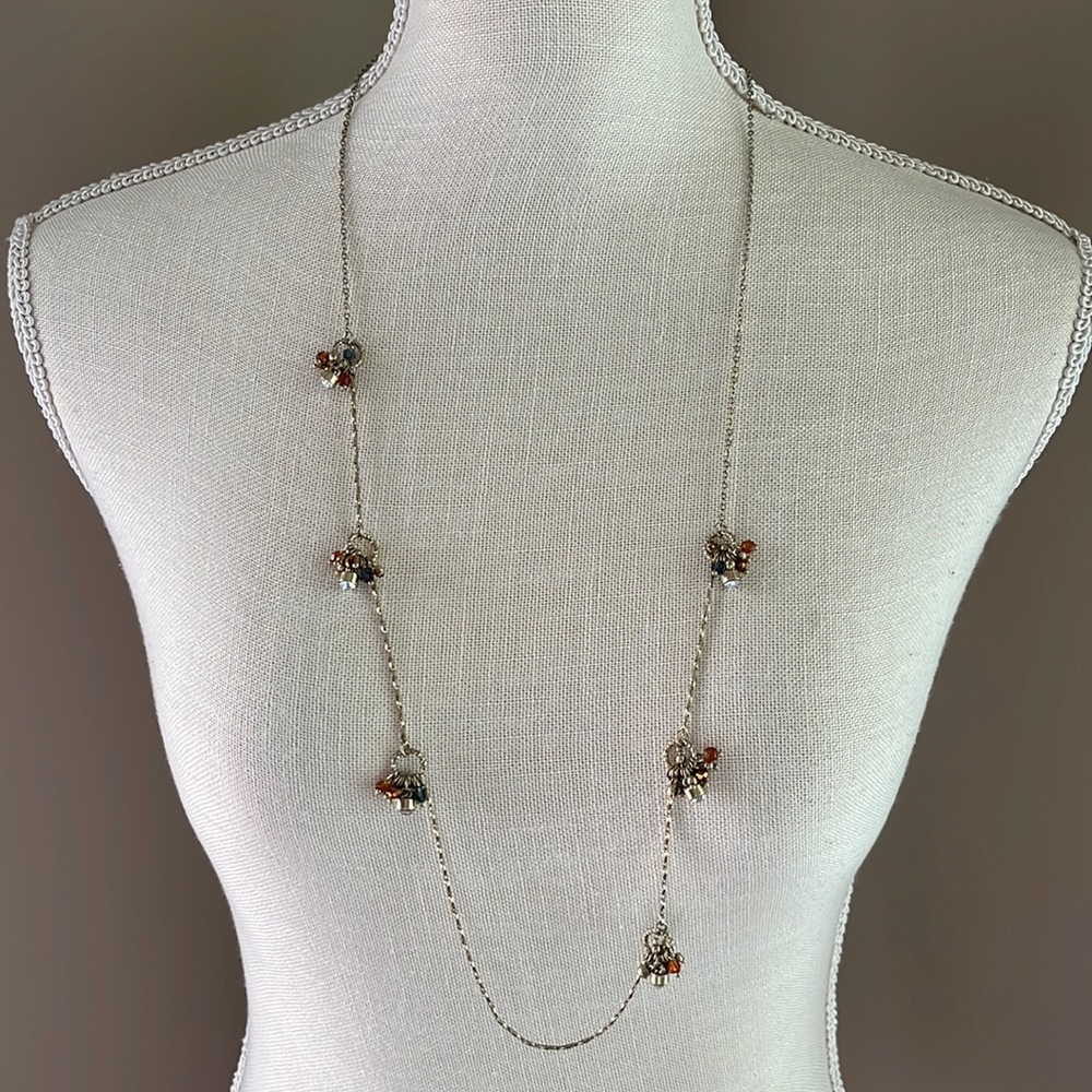 Cute Necklace w/ Colorful Dangle Bead Clusters